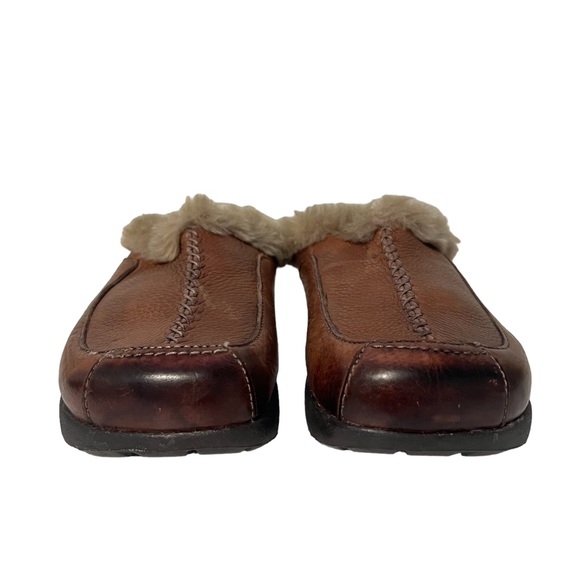 Earth Kalso Technology Size 8 Cream Furry Brown Leather Slide Clog - Picture 3 of 6